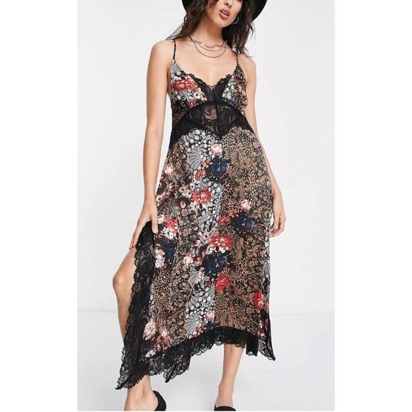 Free People Dresses & Skirts - S Free People Right Now Black Lace Slip Midi Dress NWT